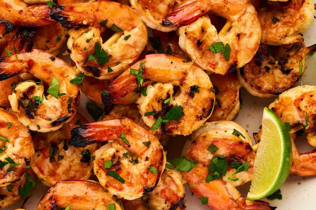close up of grilled shrimp