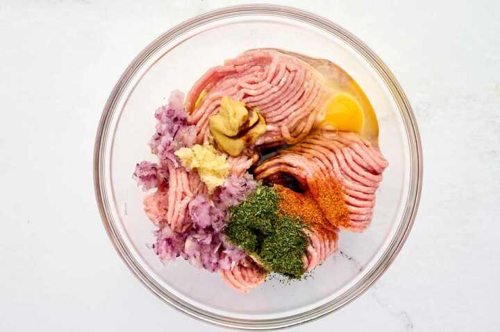 bowl with ingredients for turkey burgers