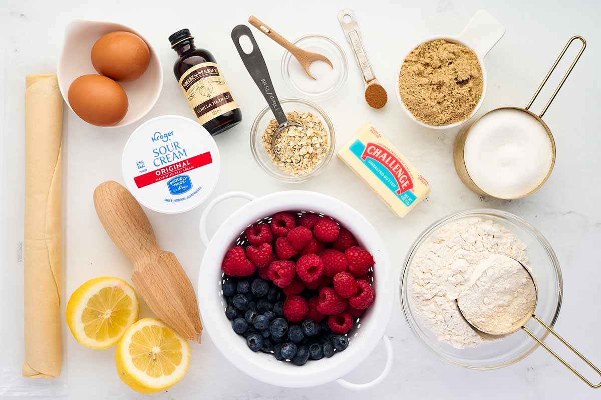 ingredients for berry custard pie