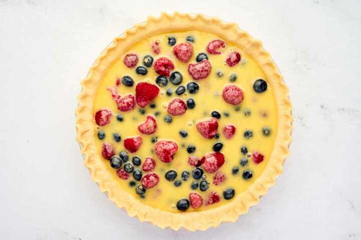 berries and custard in pie crust