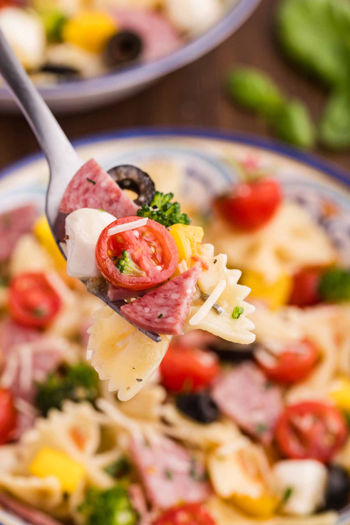 forkful of pasta salad