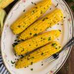 corn on the cob on platter