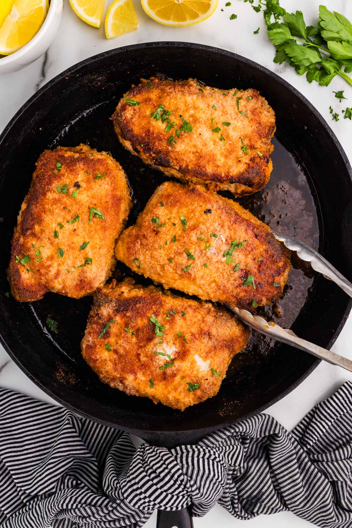 shake and bake pork chops in cast iron skillet