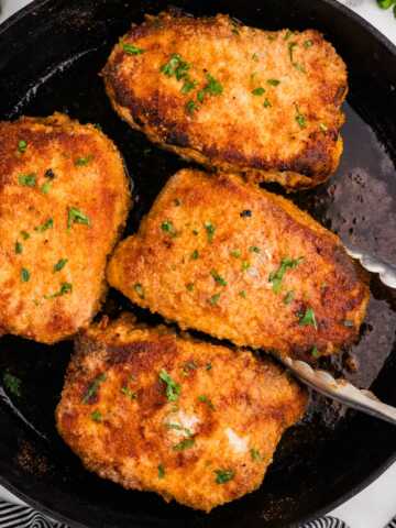 shake and bake pork chops in cast iron skillet