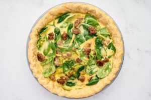 unbaked sausage spinach quiche
