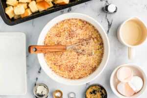 preparations for brioche French toast casserole