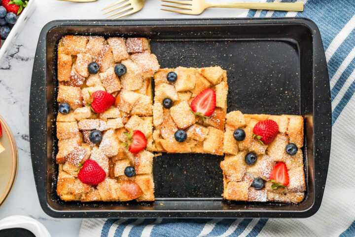 brioche French toast casserole being served