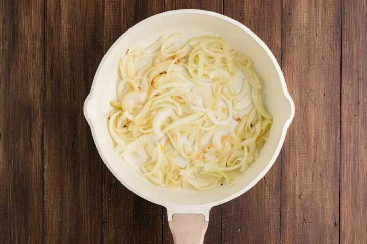 sautéing onions in skillet