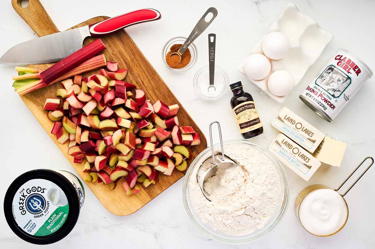 ingredients for rhubarb coffee cake