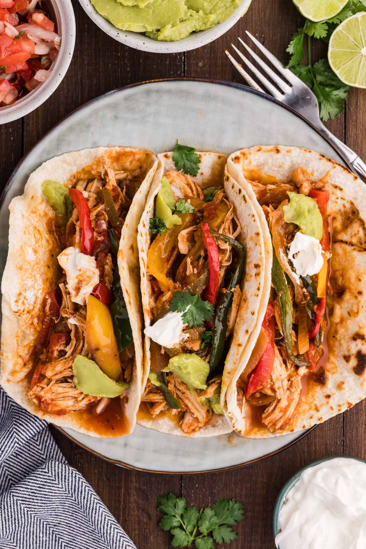 plated chicken fajitas