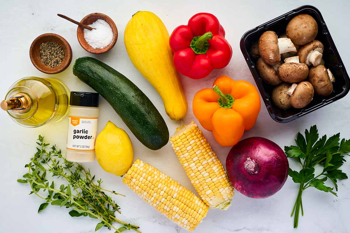 ingredients for grilled vegetables