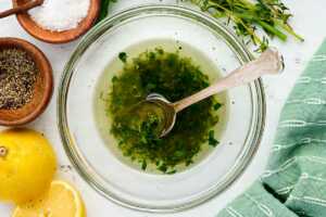 herb oil in small bowl