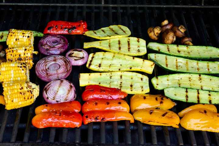 vegetables on grill