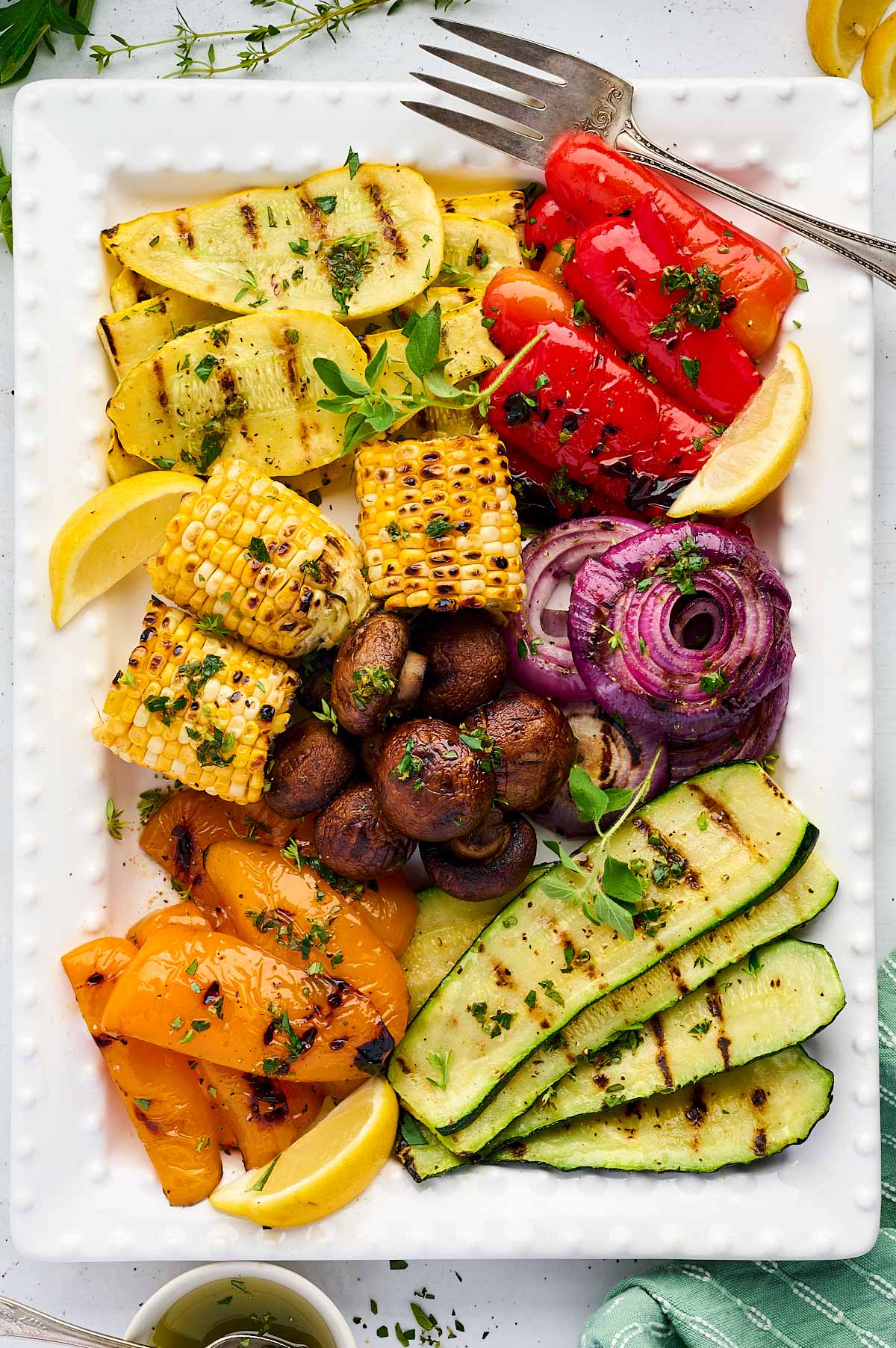 grilled vegetables on a platter