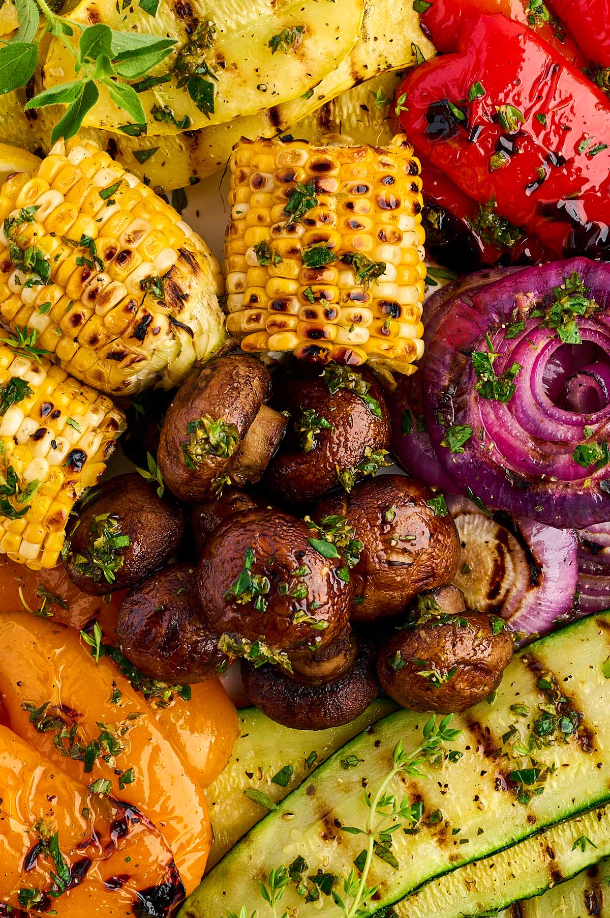 close up of grilled vegetables