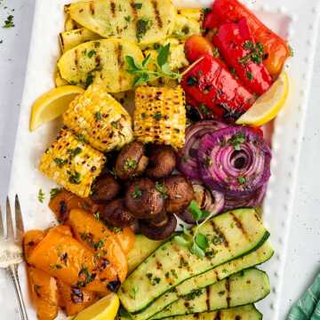 grilled vegetables on a platter