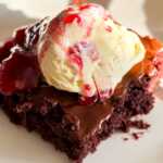 close up photo of Black Forest brownie sundae