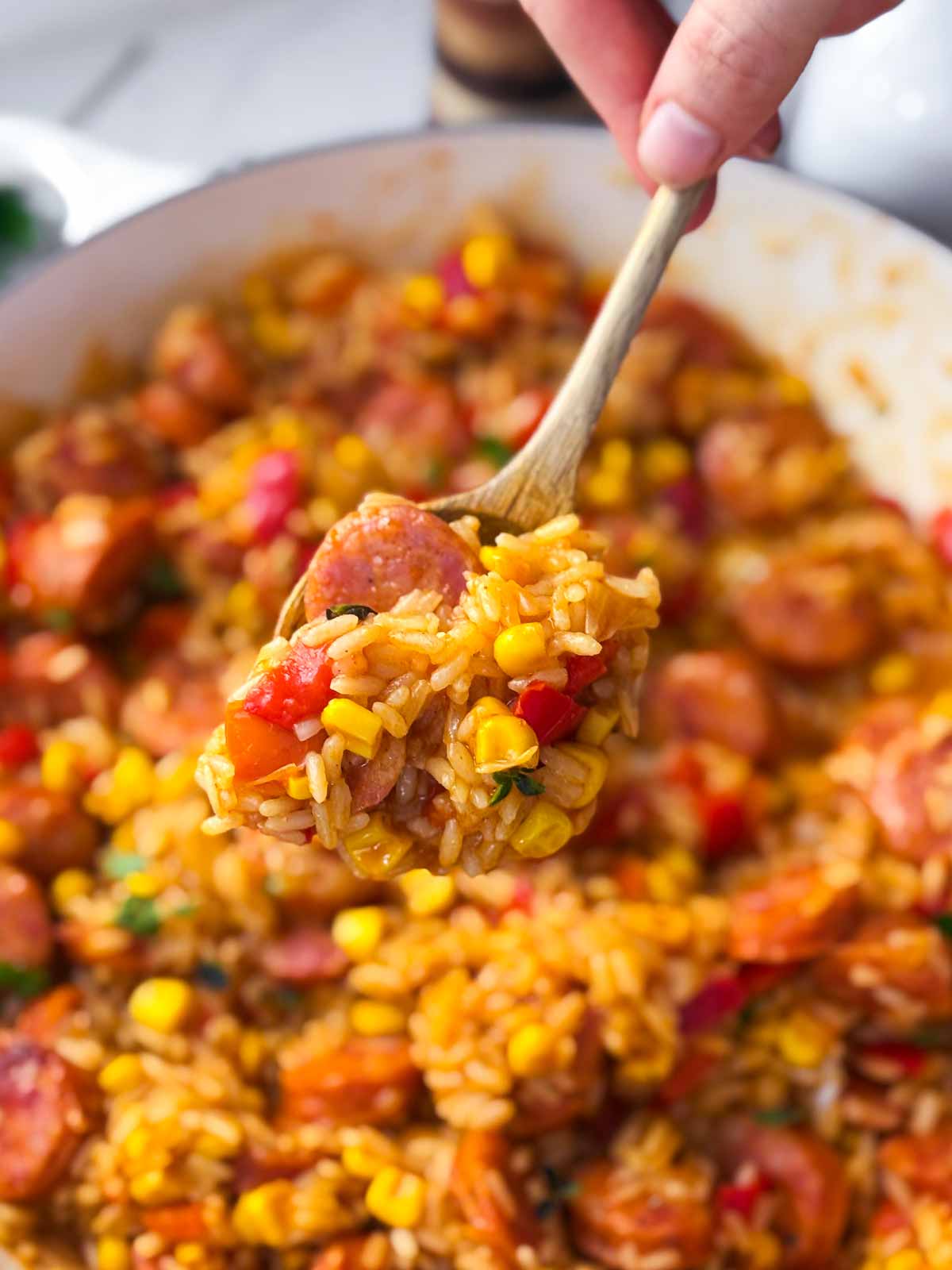 spoonful of rice and sausage