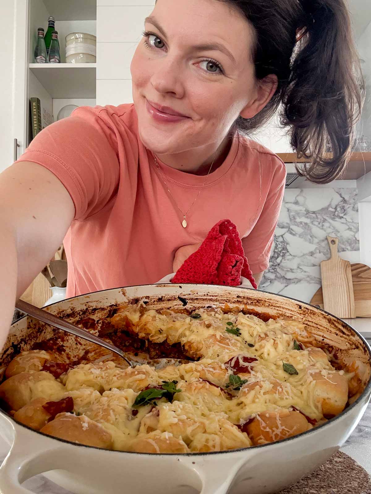 showing off pizza casserole