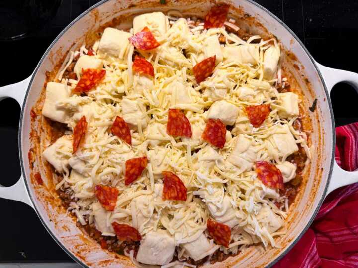 unbaked upside down pizza casserole