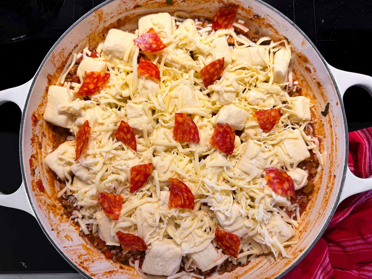 unbaked upside down pizza casserole