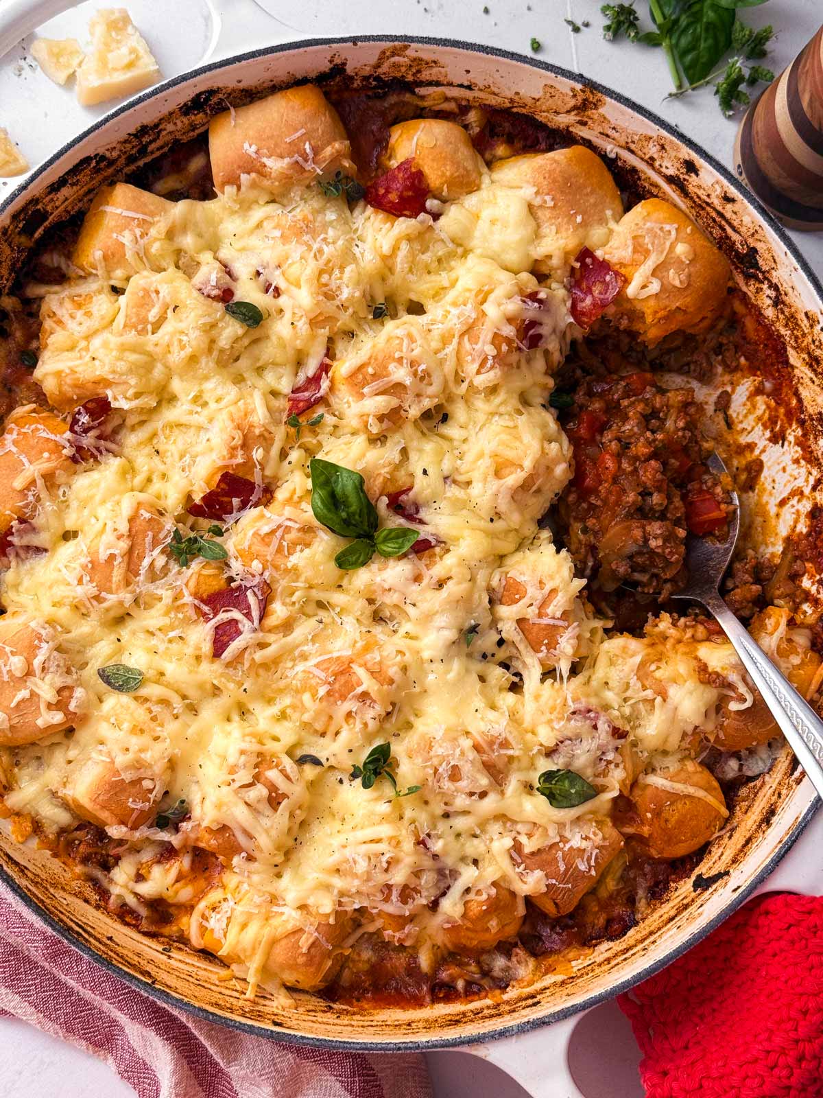 serving pizza casserole