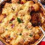 pizza casserole with biscuit topping