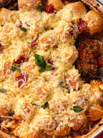 pizza casserole with biscuit topping