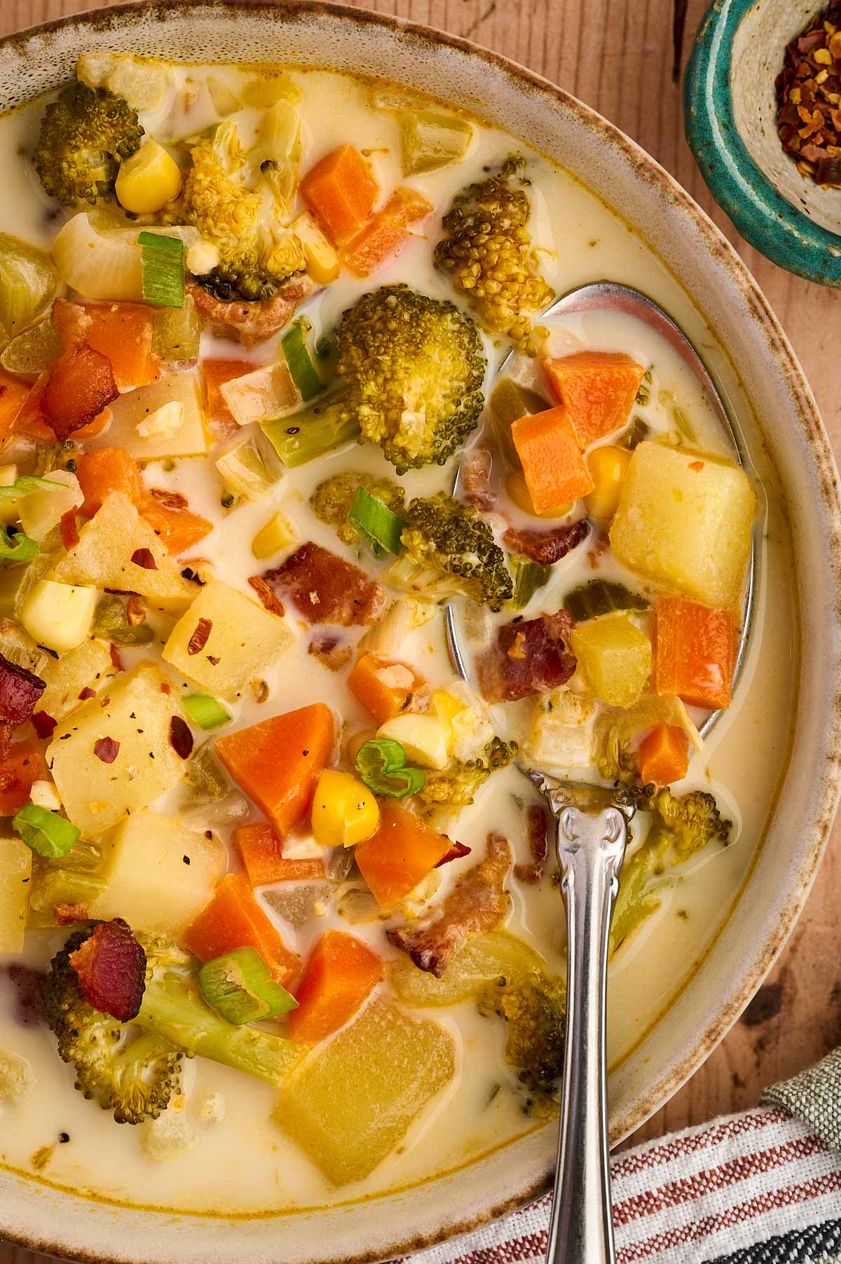 close up of harvest chowder in a bowl