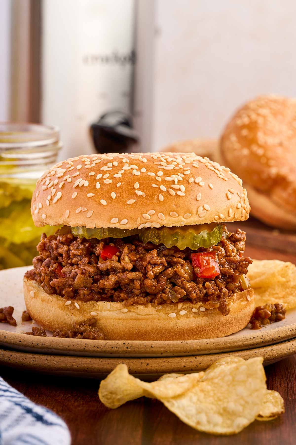 sloppy Joe sandwich on plate