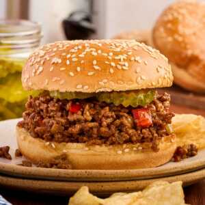 sloppy Joe sandwich on plate