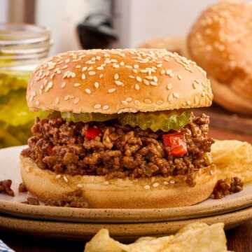 sloppy Joe sandwich on plate