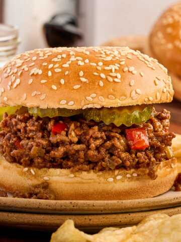 sloppy Joe sandwich on plate