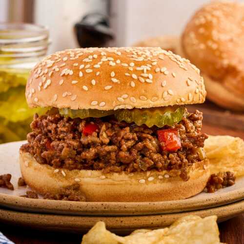 sloppy Joe sandwich on plate