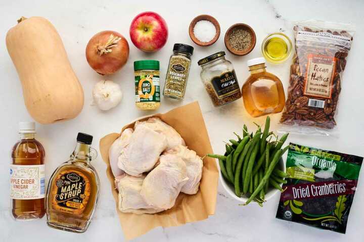These are my groceries to make maple cider glazed chicken.