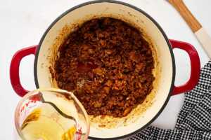 deglazed pot of ground beef