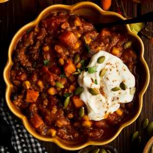 bowl of pumpkin chili