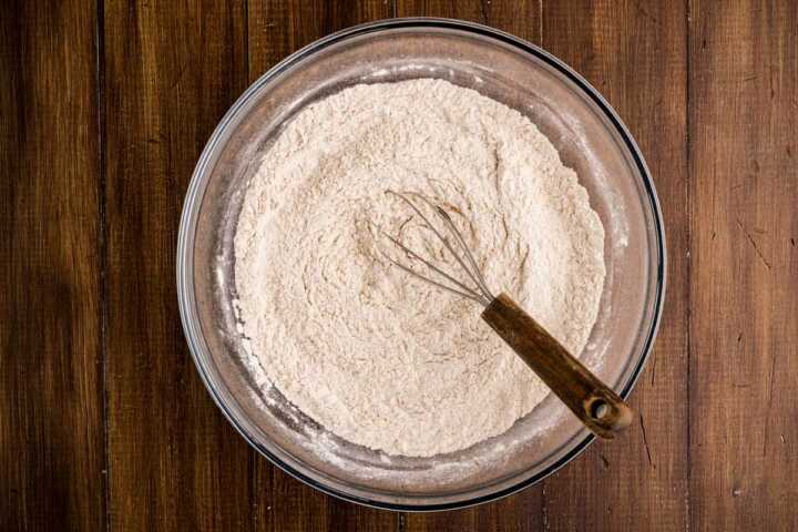 First I whisk the dry ingredients in a bowl.
