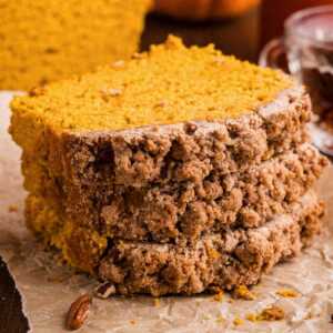 stack of pumpkin bread slices