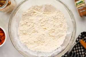 Mixing dry ingredients.