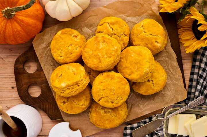 Serving up pumpkin patch biscuits.