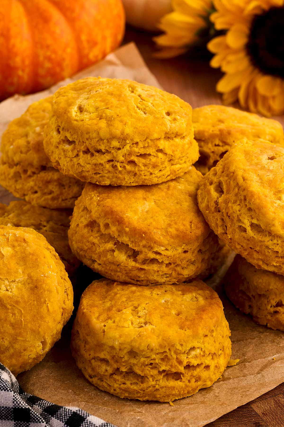 Gorgeous flaky layers on this pumpkin patch biscuit recipe!