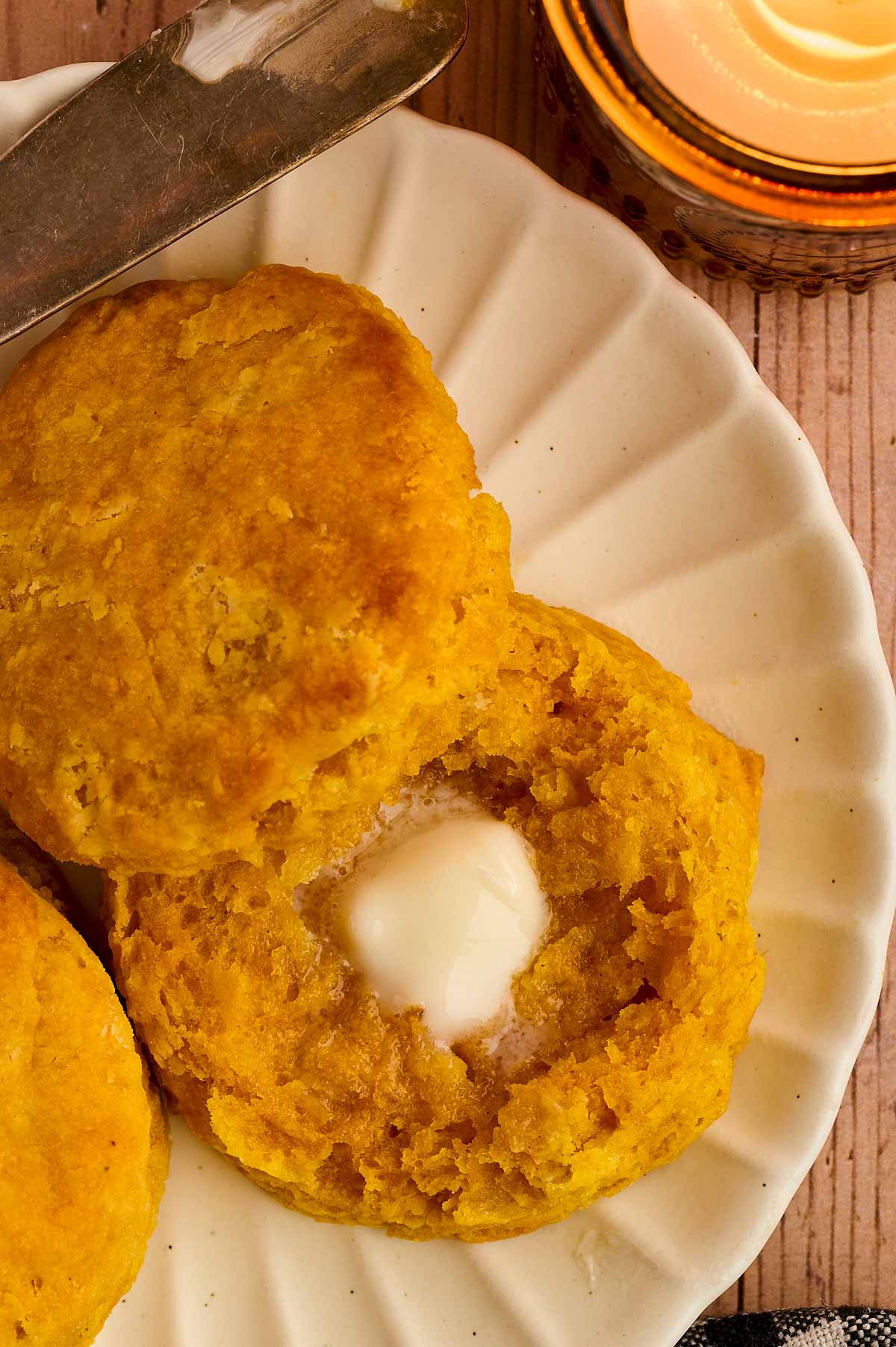 Pumpkin biscuits are perfect spread with a little butter.
