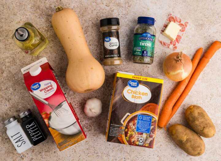 groceries for butternut squash soup