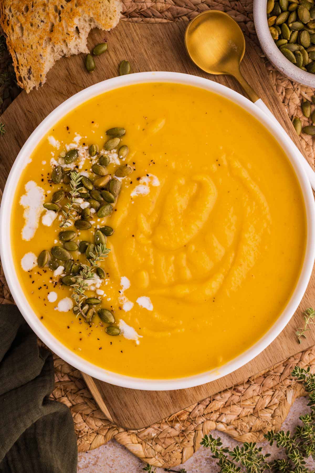 Serving my butternut squash soup in a cozy atmosphere.