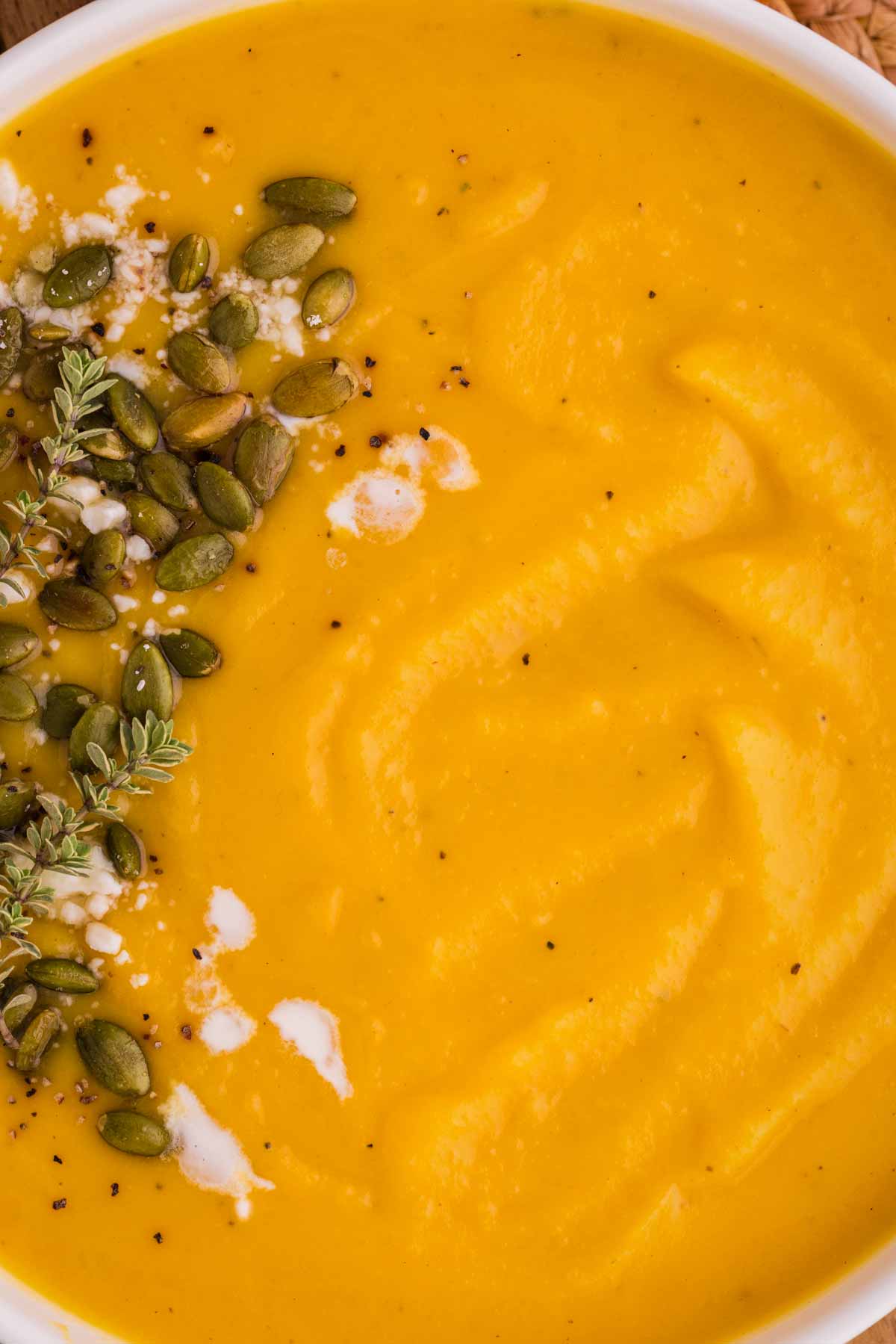 The texture of this butternut squash soup is ultra creamy.