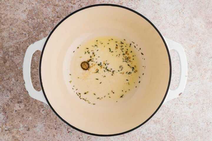 melting the butter to make soup