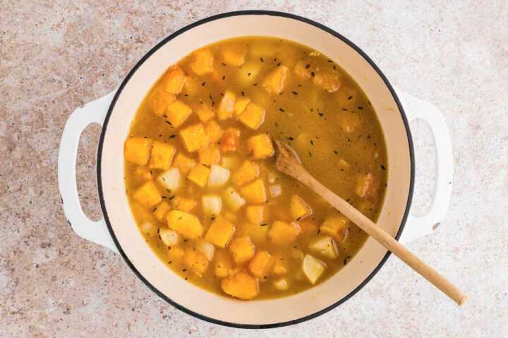 simmering soup
