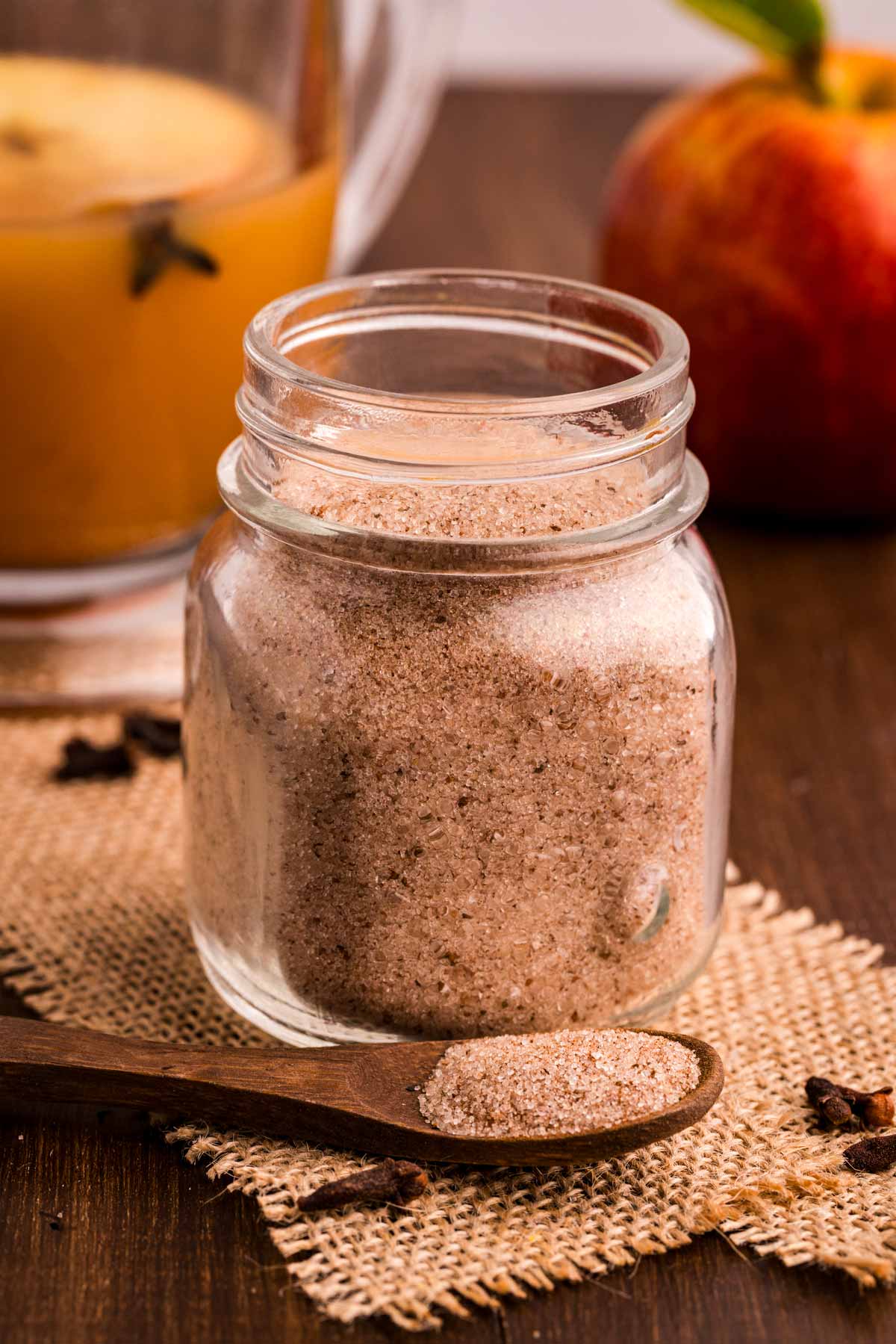 Jarred spice mix for hot apple cider.