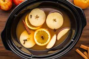 Serving up hot apple cider in the slow cooker.